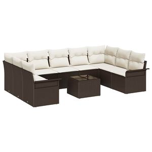 vidaXL Ensemble de canap&eacute; de jardin 10 pc Marron polyrotin