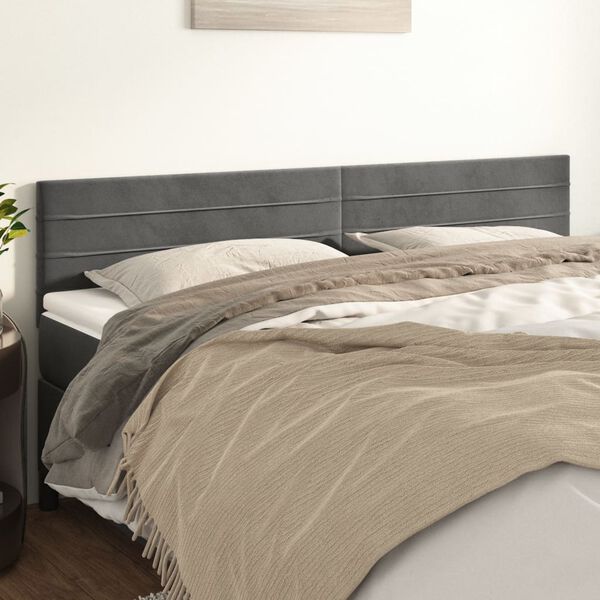 vidaXL T&ecirc;tes de lit 2 pcs Gris fonc&eacute; 80x5x78/88 cm Velours