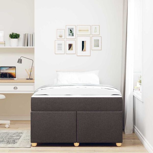 vidaXL Cadre de lit avec matelas Marron fonc&eacute; 120 x 190 cm tissu
