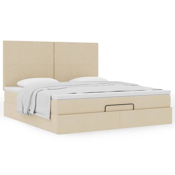 VidaXL Cadre de lit ottoman avec matelas cr&egrave;me 180x200 cm tissu