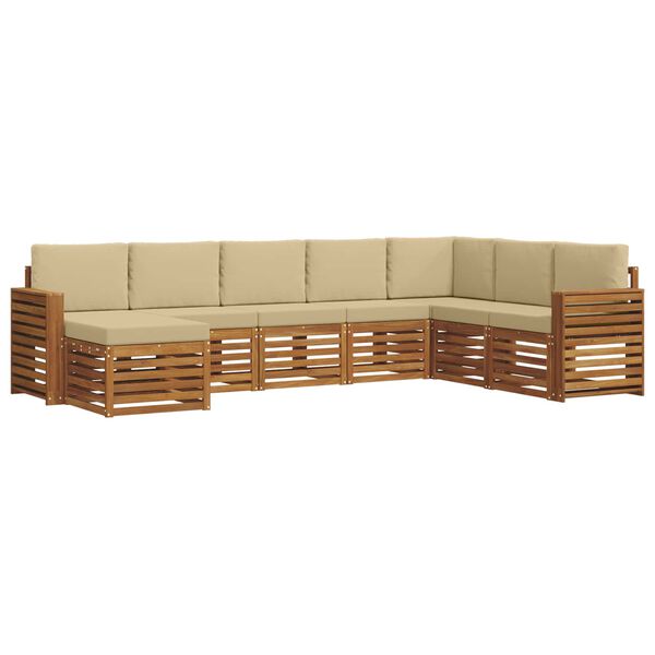 vidaXL Ensemble de canap&eacute; d'angle avec coussin 8 pcs Naturel et Beige