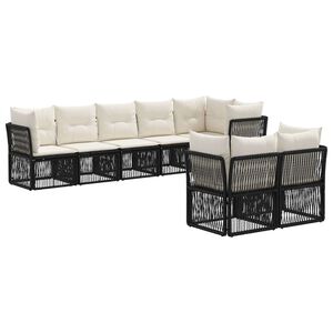 vidaXL Ensemble de canap&eacute; de jardin 8 pc Noir polyrotin