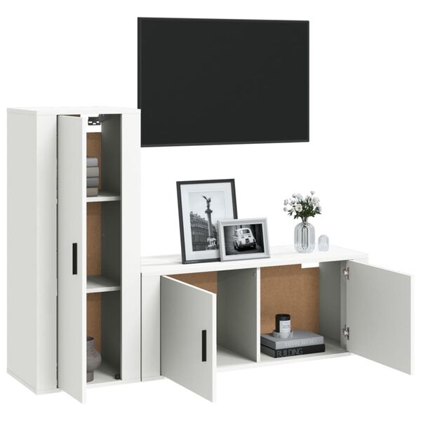 vidaXL Ensemble de meubles TV 2 pcs Blanc Bois d'ingénierie