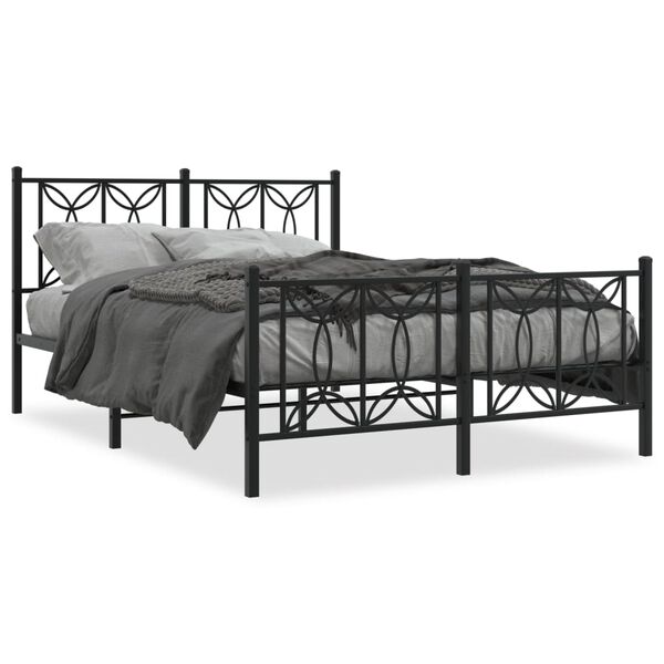vidaXL Cadre de lit m&eacute;tal sans matelas avec pied de lit noir 135x190cm