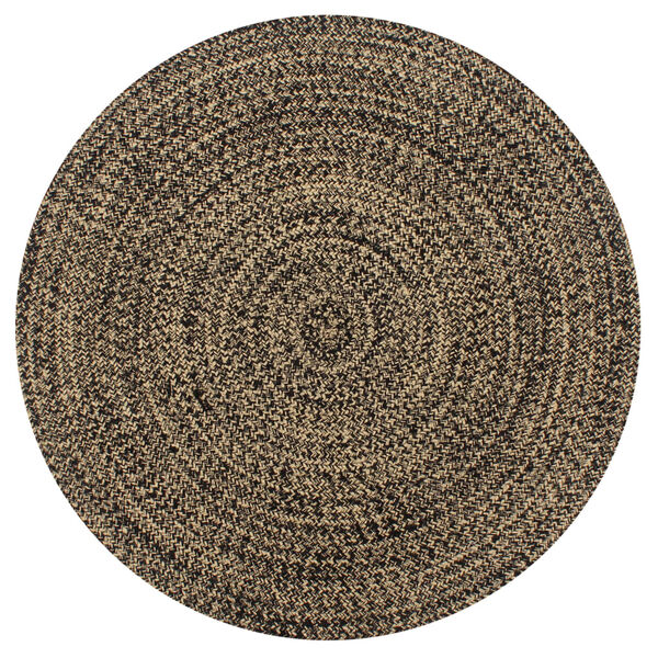 vidaXL Tapis fait &agrave; la main Jute Noir et naturel 120 cm