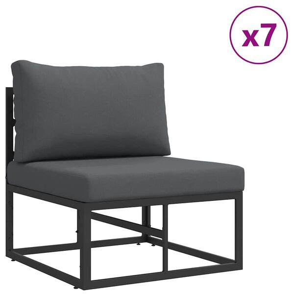 vidaXL Ensemble de canap&eacute; de jardin 12 pcs Noir Aluminium