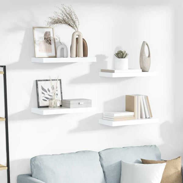 vidaXL &Eacute;tag&egrave;re murale flottante Blanc brillant 50x23x3,8 cm MDF