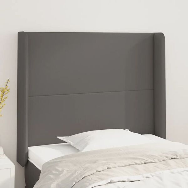 vidaXL T&ecirc;te de lit avec oreilles Gris 93x16x118/128 cm Similicuir