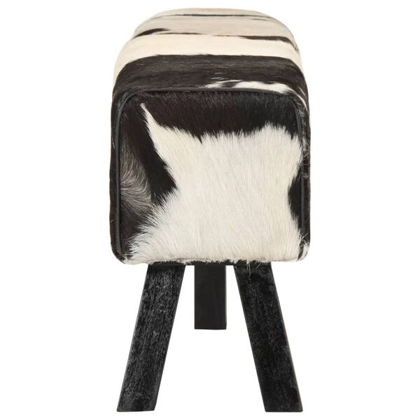vidaXL Banc noir et blanc 160x28x50 cm cuir de ch&egrave;vre v&eacute;ritable