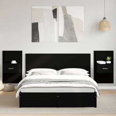 vidaXL Tête de lit avec armoires noir 160 cm bois d'ingénierie