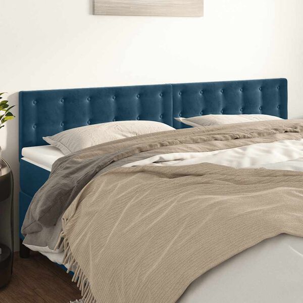 vidaXL T&ecirc;tes de lit Bleu fonc&eacute; 200 x 5 x 78/88 cm Velours