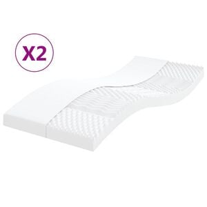 vidaXL Matelas en mousse 2 pcs blanc 90x200 cm 7 zones dureté 20 ILD