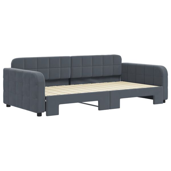 vidaXL Lit de jour avec gigogne sans matelas gris fonc&eacute; 100x200 cm