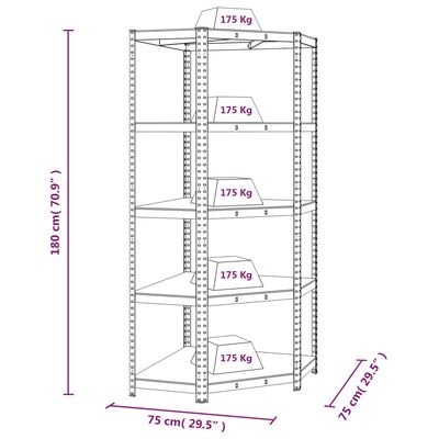 vidaXL Étagère d'angle à 5 niveaux Anthracite Acier bois d'ingénierie