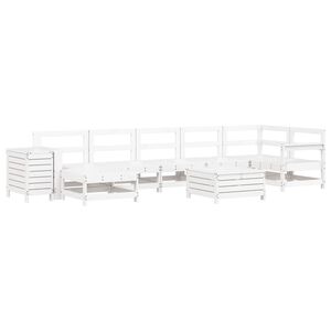 vidaXL Salon de jardin 9 pcs blanc bois de pin massif