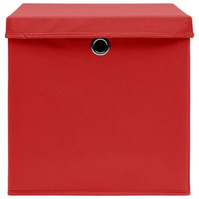 vidaXL Boîtes de rangement avec couvercles 4 pcs 28x28x28 cm Rouge