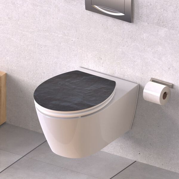 SCH&Uuml;TTE Si&egrave;ge de toilette avec fermeture en douceur BLACK STONE MDF