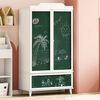 vidaXL Armoire Tableau Noir avec tiroir ROROS Blanc 90 x 45 x 165 cm