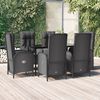 vidaXL Ensemble à manger de jardin coussins 7pcs Noir Résine tressée