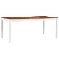 vidaXL Table à manger Blanc et marron 180x90x73 cm Bois de pin