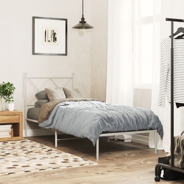 vidaXL Cadre de lit métal sans matelas avec tête de lit blanc 80x200cm