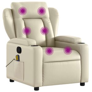 vidaXL Fauteuil de massage inclinable cr&egrave;me similicuir