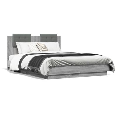 vidaXL Cadre de lit sans matelas sonoma gris 140x190 cm