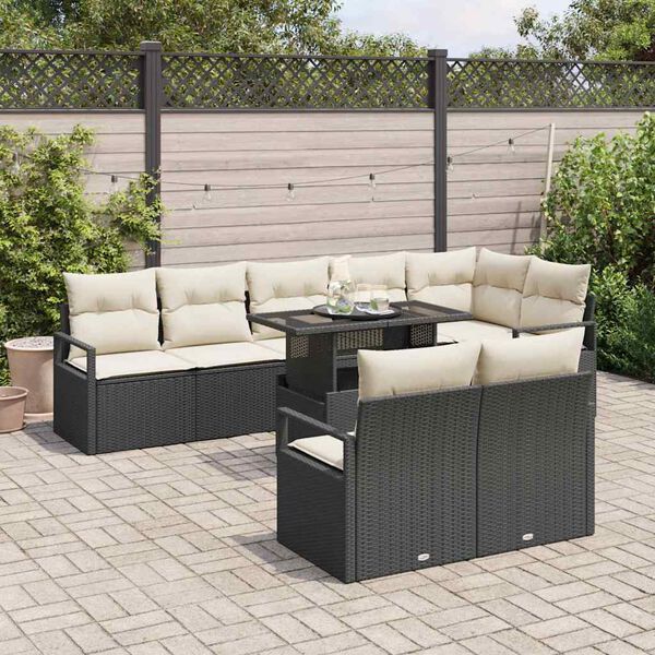 vidaXL Ensemble de canap&eacute; de jardin 9 pcs Noir Poly rotin