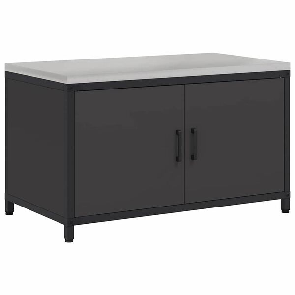 vidaXL Rangement de cuisine avec &eacute;tag&egrave;re Noir 60 x 50 x 92 cm Acier