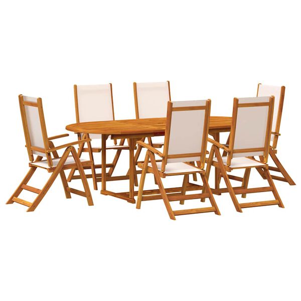 vidaXL Ensemble &agrave; Manger de jardin 7pcs bois d'acacia solide textil&egrave;ne