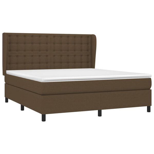 vidaXL Sommier &agrave; lattes de lit avec matelas Marron fonc&eacute; 180x200 cm