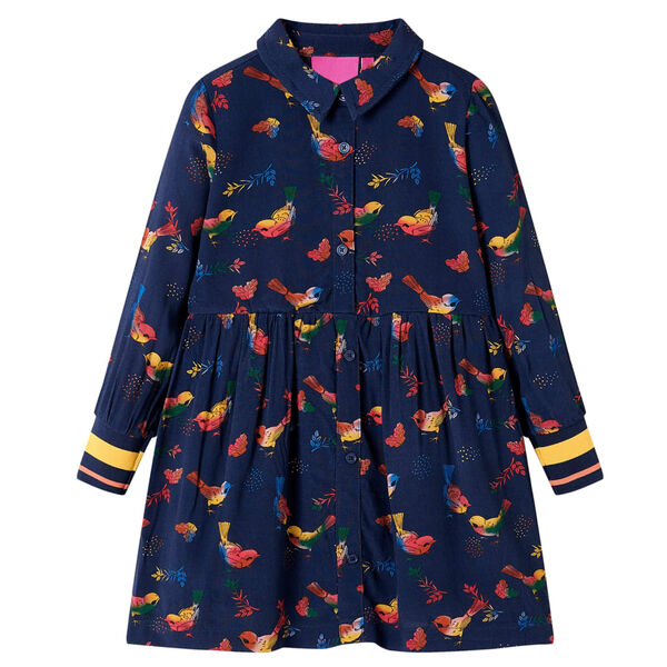 Robe pour enfants à manches longues bleu marine 140