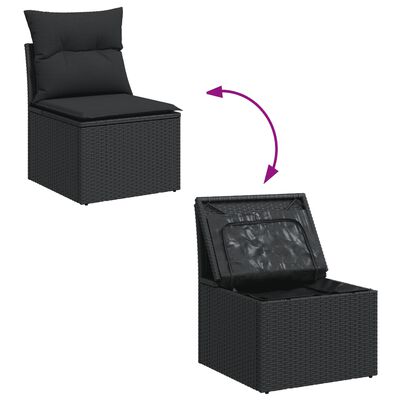 vidaXL Salon de jardin avec coussins 13 pcs noir résine tressée