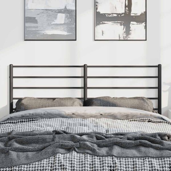 vidaXL T&ecirc;te de lit de remplacement m&eacute;tal noir 150 cm