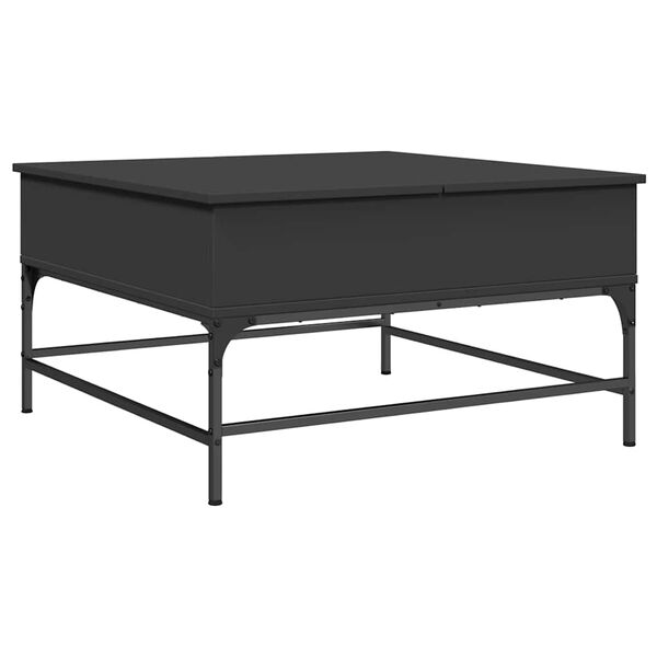 vidaXL Table basse noir 80x80x45 cm bois d'ing&eacute;nierie et m&eacute;tal