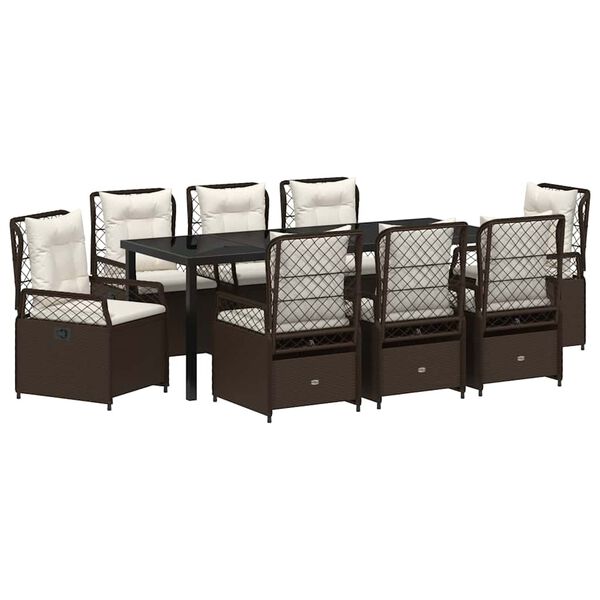 vidaXL Ensemble de salle &agrave; manger pour jardin 9 pcs Marron polyrotin