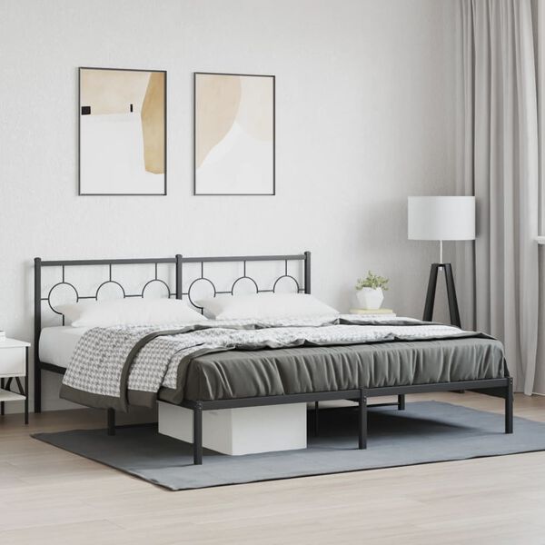 vidaXL Cadre de lit m&eacute;tal sans matelas et t&ecirc;te de lit noir 180x200 cm