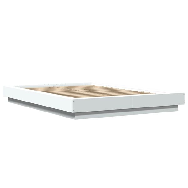vidaXL Cadre de lit avec lumi&egrave;res LED sans matelas blanc 140x200 cm