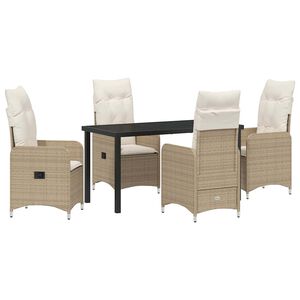 vidaXL Ensemble de salle &agrave; manger pour jardin 5 pcs Beige Poly rotin