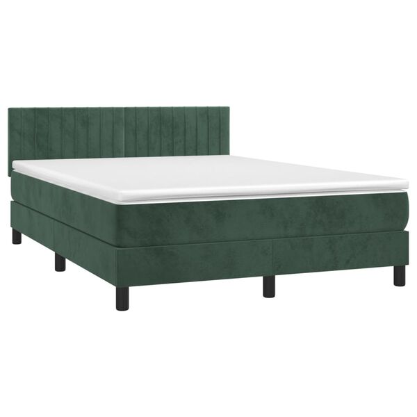 vidaXL Sommier &agrave; lattes de lit et matelas Vert fonc&eacute; 140x200cm Velours
