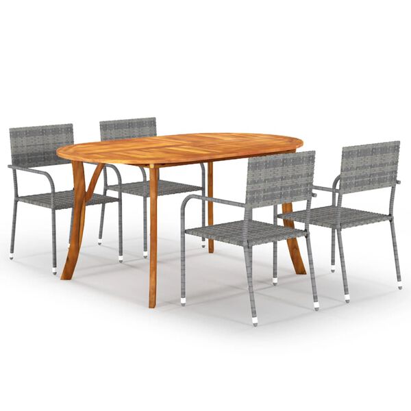 vidaXL Ensemble &agrave; manger de jardin 5 pcs Anthracite
