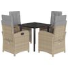 vidaXL Ensemble &agrave; manger de jardin coussins 5 pcs m&eacute;lange beige rotin