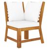 vidaXL Canap&eacute; d'angle sectionnel et coussin cr&egrave;me Bois d'acacia massif