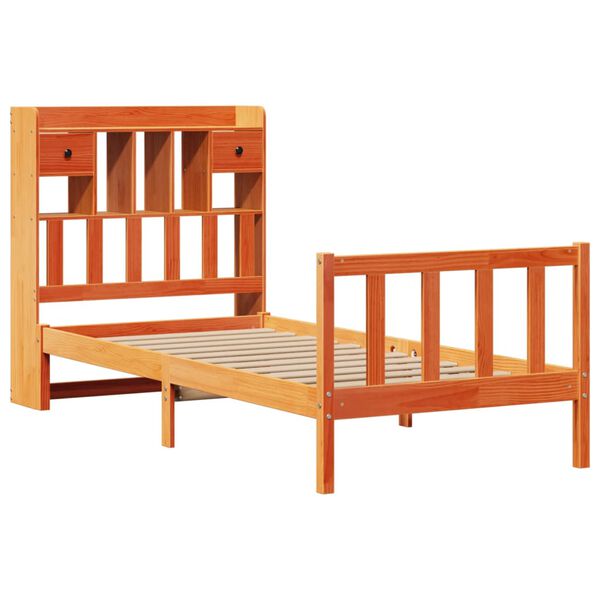 vidaXL Lit biblioth&egrave;que sans matelas cire marron 75x190 cm pin massif