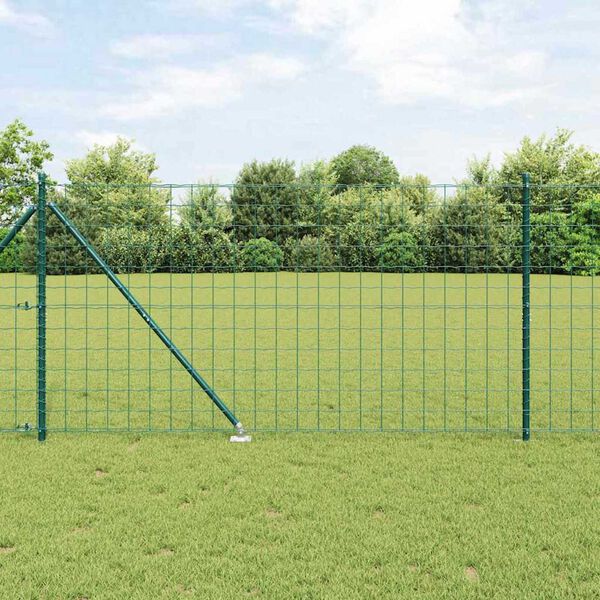vidaXL Cl&ocirc;ture avec poteau Vert 1,4 x 10 m Acier et PVC