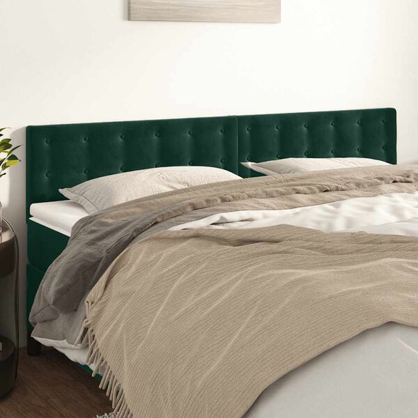 vidaXL Têtes de lit 2 pcs Vert foncé 100x5x78/88 cm Velours