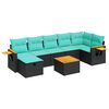 vidaXL Salon de jardin 8 pcs avec coussins noir r&eacute;sine tress&eacute;e
