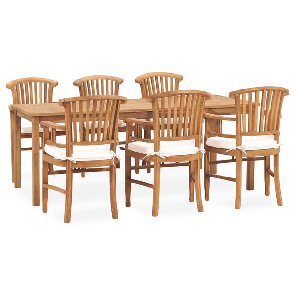vidaXL Ensemble &agrave; Manger de jardin 7pcs avec coussins bois teck solide