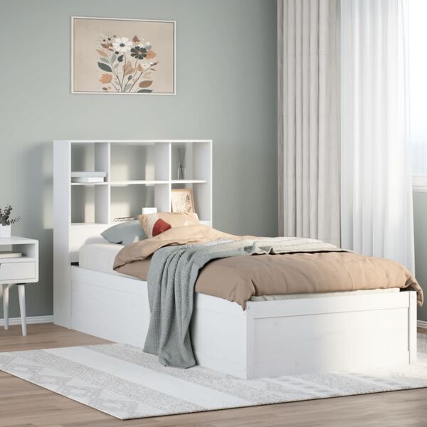 vidaXL Cadre de lit sans matelas blanc 90x190 cm bois de pin massif
