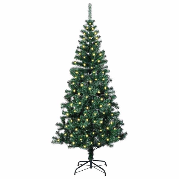 vidaXL Sapin de No&euml;l artificiel pr&eacute;-&eacute;clair&eacute; Vert 150 cm PVC et m&eacute;tal